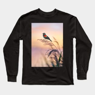 Red Winged Blackbird Sunset Long Sleeve T-Shirt